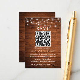 Rustic Wood String Ljus QR Bröllop OSA Tilläggskort
