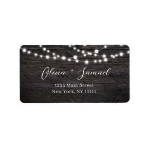 Rustic Wood String Ljus Return-adressetikett Adressetikett
