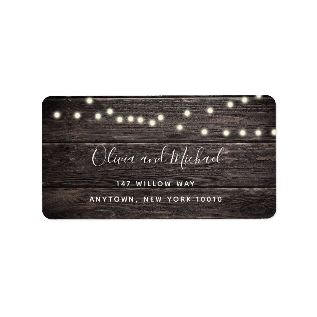 Rustic Wood String Ljus Return-adressetikett Adressetikett (Framsidan)