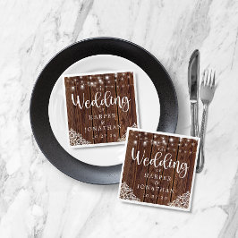 Rustic Wood String Ljus Snöre bonhouse Bröllop Pappersservett