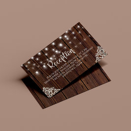 Rustic Wood String Ljus Snöre bröllopsmottagning Tilläggskort