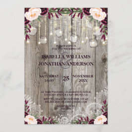 Rustic Wood & String Ljus Snöre Burk Bröllop Inbjudningar