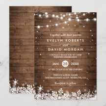 Rustic Wood String Ljus Snowflake Winter Wedding