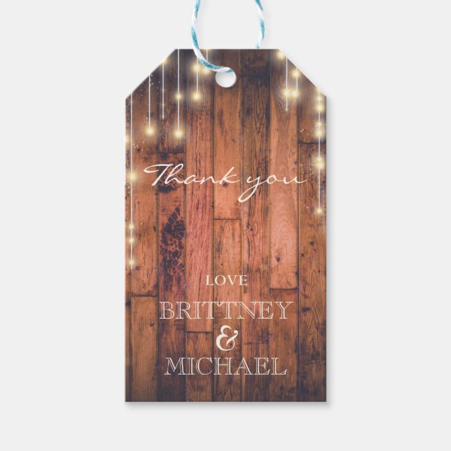 Rustic Wood String Ljus | TACK Presentetikett (Framsidan)