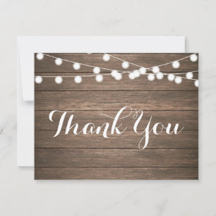 Rustic Wood String Ljus Tackkort Card