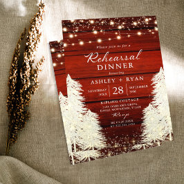 Rustic Wood String Ljus Träd Bröllop Rehearsal Inbjudningar