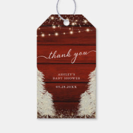 Rustic Wood String Ljus Träd Tack Presentetikett