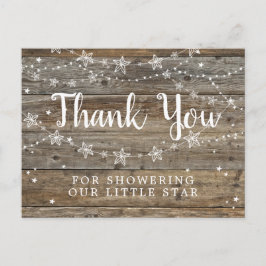 Rustic Wood String Stars Baby Shower Tack Vykort
