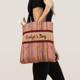Rustic Wood Stripe Tote Bag Tygkasse