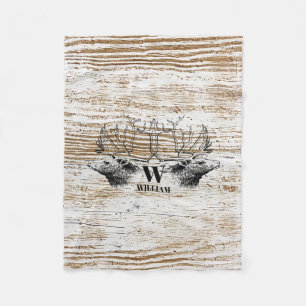 Rustic Wood Struktur Hjort Forest Monogram Fleecefilt