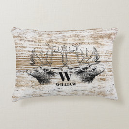 Rustic Wood Struktur Hjort Woodland Monogram Prydnadskudde