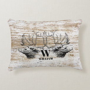 Rustic Wood Struktur Hjort Woodland Monogram Prydnadskudde