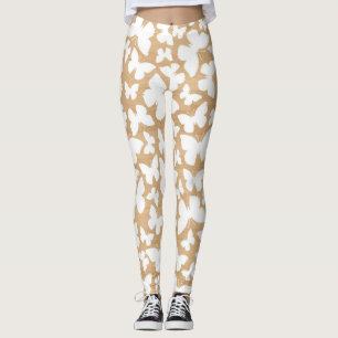 Rustic Wood Struktur med Butterfly Mönster Leggings