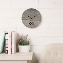 Rustic Wood Struktur med Logotyp Stor Klocka