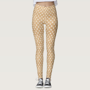Rustic Wood Struktur med White Polka dots Mönster Leggings