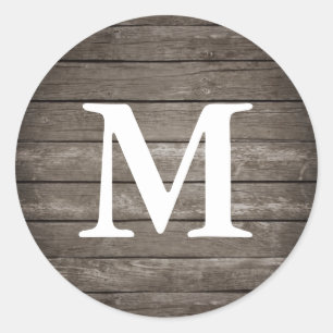 Rustic Wood Struktur Monogram Runt Klistermärke