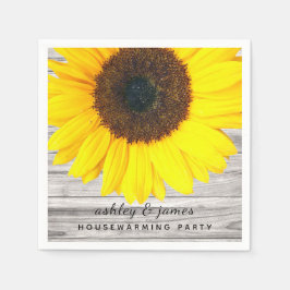 Rustic Wood Struktur Solros Party Papper Pappersservett