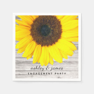Rustic Wood Struktur Solros Party Papper Pappersservett