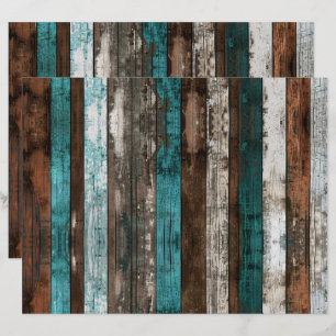 Rustic Wood Struktur Teal and Brown Scrapbook Papp