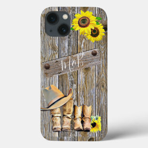 Rustic Wood Sunblommor, Cowboy Boots and Hats