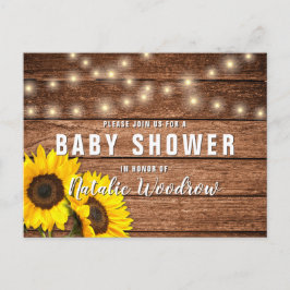 Rustic Wood Sunsun Baby Shower Inbjudan Vykort