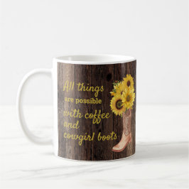 Rustic Wood Sunwers Coffee Cowgirl Boots Kaffemugg