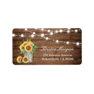Rustic Wood Sunwers Mason Burk Ljus Bröllop Adressetikett