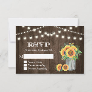 Rustic Wood Sunwers String Ljus Bröllop OSA Kort