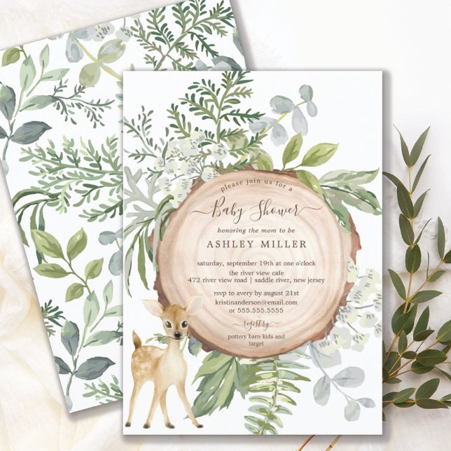 Rustic Wood Sweet Hjort Baby Shower Inbjudningar (Skapare uppladdad)