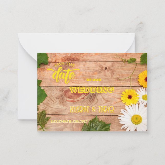 Rustic Wood Textured Save Date Anteckningskort (Framsida)