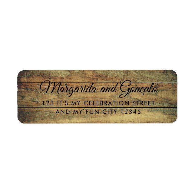 Rustic Wood Tittar Simple Worn Brown Struktur Returadress Etikett (Framsidan)