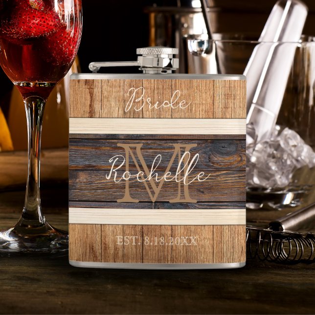 Rustic Wood Tone Bröllop Bride Fickplunta (Skapare uppladdad)