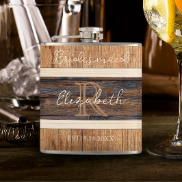 Rustic Wood Tone Bröllop Bridesmaid Fickplunta