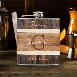 Rustic Wood Tone Bröllop Groom Fickplunta