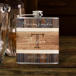 Rustic Wood Tone Bröllop Groomsman Fickplunta<br><div class="desc">Rustic Wood Tone Bröllop Groomsman-kolven är en utmärkt gåva till din bröllopsfest eller reklamfest.</div>