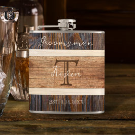 Rustic Wood Tone Bröllop Groomsman Fickplunta