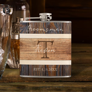 Rustic Wood Tone Bröllop Groomsman Fickplunta