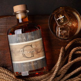 Rustic Wood Tone Bröllop Liquor Flaska etikett Set