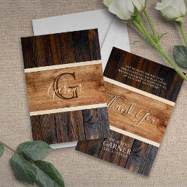 Rustic Wood Tone Bröllop - platta tackkort Tack Kort