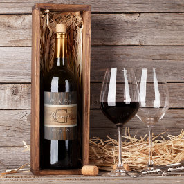 Rustic Wood Tone Bröllop Vin Flaska Vinflaska Etikett