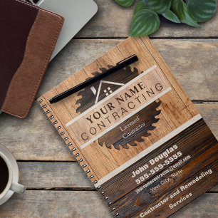 Rustic Wood Tone Contraktorers Logotyp Anteckningsbok