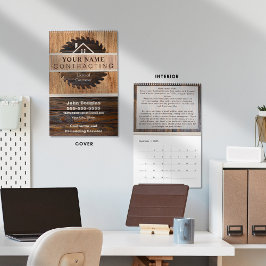 Rustic Wood Tone Contraktorers Logotyp Kalender