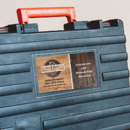 Rustic Wood Tone Contraktorers Logotyp Rektangulärt Klistermärke