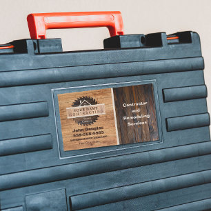 Rustic Wood Tone Contraktorers Logotyp Rektangulärt Klistermärke
