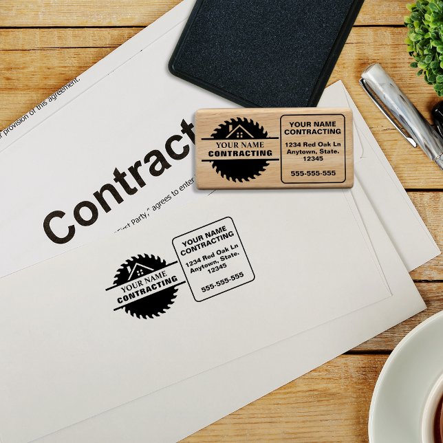 Rustic Wood Tone Contraktorers Logotyp Stämpel (Skapare uppladdad)