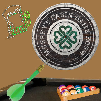 Rustic Wood Tone Irish Celtic 4 Löv Klöver Darttavla