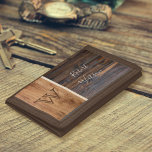 Rustic Wood Tone Monogram<br><div class="desc">Behålla dina pengar och kort med ett klassiskt utseende på trätoner med Rustic Wood Tone Monogram trifold. Anpassa med Monogram & namn.</div>