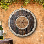 Rustic Wood Tone Monogram Brown and Tan Darttavla<br><div class="desc">This Rustic Wood Tone Monogram Dart Board is a great addition to your family game room. Fun game for hours of entertainment. Customize with your name.
(Simulated wood graphic design)</div>