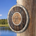 Rustic Wood Tone Monogram Brown Dart Board Darttavla<br><div class="desc">Rustic Wood Tone Monogram Dart Board är ett underbart tillägg till ditt familjespel. Roligt för underhållningstimmar. Anpassa med ditt namn. (Simulerad trägrafik)</div>