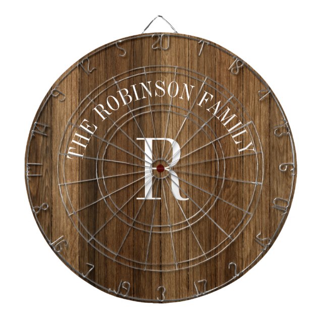 Rustic Wood Tone Monogram Darttavla (Framsidan)